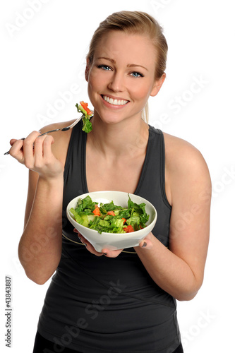 Foto: Woman Holding Salad Bowl and Fork Woman Holding Salad Bowl and Fork