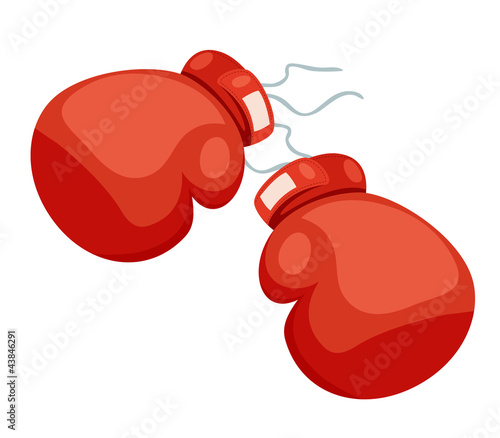 Vector: A two boxing glove on a white A two boxing glove on a white