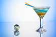 Martini glass with ice cocktail