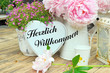 Herzlich Willkommen Pfingstrosen Shabby