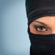 Photo: Portrait of veiled woman, focus on eyes. Portrait of veiled woman, focus on eyes.