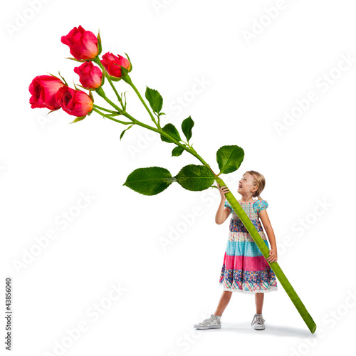 Foto: Kind mit Rosen - Blumen pflücken Kind mit Rosen - Blumen pflücken