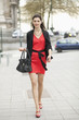 Woman walking on street