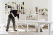 Man mopping the floor