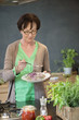 Woman tasting food