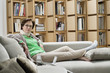 Woman resting on a couch