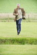 Man running in a field