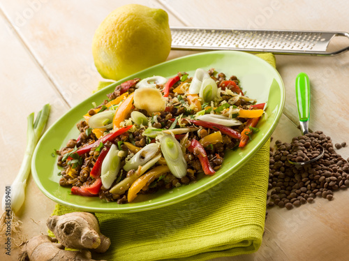 Photo: lentils salad with capsicum onions ginger and grated lemon peel lentils salad with capsicum onions ginger and grated lemon peel