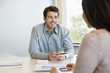 Business executive discussing with his client