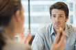 Business executive discussing with her client