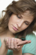 Close-up of a beetle on a woman's hand