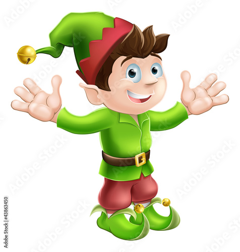 Vektor: Christmas elf waving Christmas elf waving