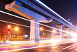Panoramic view to beautiful night city in motion