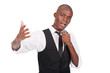 man holding a microphone and singing