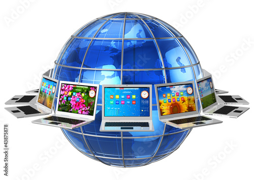 Illustration: Global computer communication concept Global computer communication concept