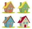 set of four houses with color changes