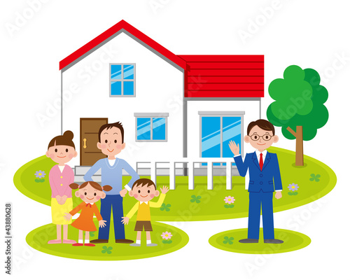 Illustration: 住宅と販売員 住宅と販売員