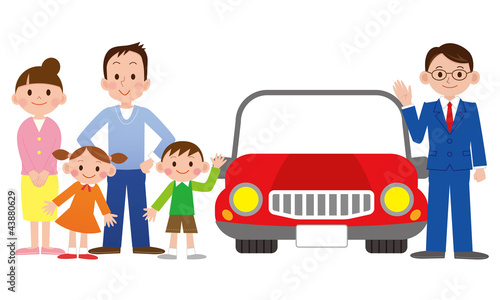 Illustration: 車と販売員 車と販売員