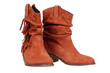 Suede boots isolated on the white background with clipping path