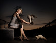 Sexy lady with animals