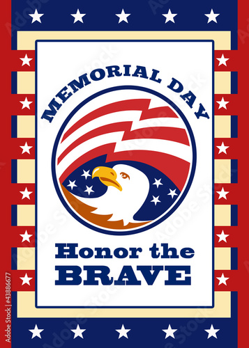 Illustration: American Eagle Memorial Day Poster Greeting Card American Eagle Memorial Day Poster Greeting Card