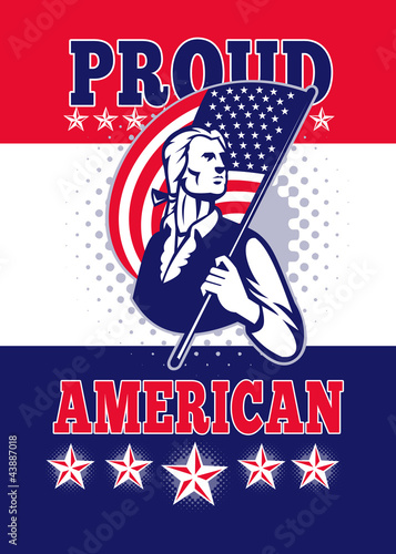 Illustration: American Patriot Independence Day Poster Greeting Card American Patriot Independence Day Poster Greeting Card