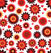 Seamless flower red retro background pattern in vector