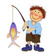kleiner Angler mit großer Beute