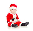 funny baby in Santa Claus clothes