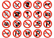 illustration of a signs showing a list of prohibitions