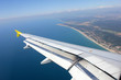 Tragfläche eines Flugzeugs während Flug