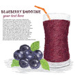 blueberries and glass of blueberry smoothie