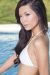 Sexy Chinese Asian Woman In Bikini by Swimming Pool