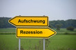 Wegweiser, Aufschwung, Rezession, rechts, links, konträr