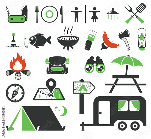 Vector: Camping icons set Camping icons set
