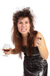 Foto: Portrait of a smoking woman on a white background Portrait of a smoking woman on a white background