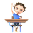 Illustration: cg boy with hand raised cg boy with hand raised