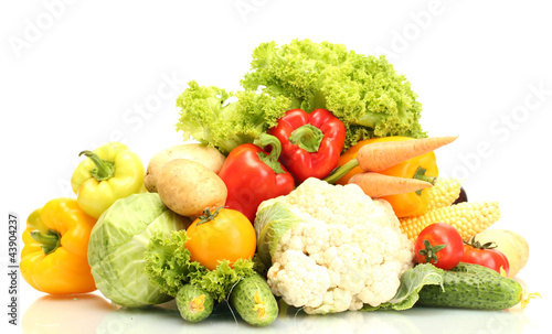 Photo: Fresh vegetables isolated on white Fresh vegetables isolated on white