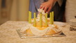 Bride and groom cutting the wedding cake together