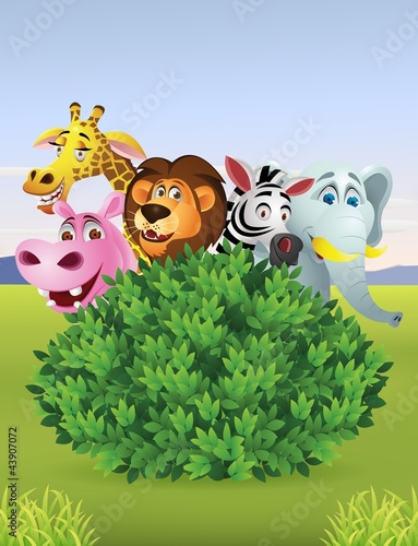 Vektor: Funny wild animal cartoon Funny wild animal cartoon