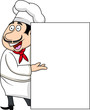 Chef with blank sign