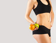 Healthy lifestyle. Woman holding fruit