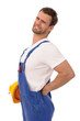 Foto: Junger Handwerker mit Rückenschmerzen Junger Handwerker mit Rückenschmerzen