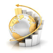 3d business earth with bar chart
