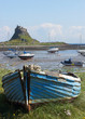 Low tide at lindisfarne castle on holy island
