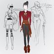 Vektor: Autumn fashion / Realistic vector sketches Autumn fashion / Realistic vector sketches