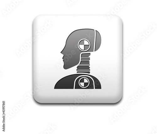 Illustration: Boton cuadrado blanco simbolo crash test dummy Boton cuadrado blanco simbolo crash test dummy