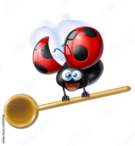 Illustration: coccinella cucchiaio legno coccinella cucchiaio legno