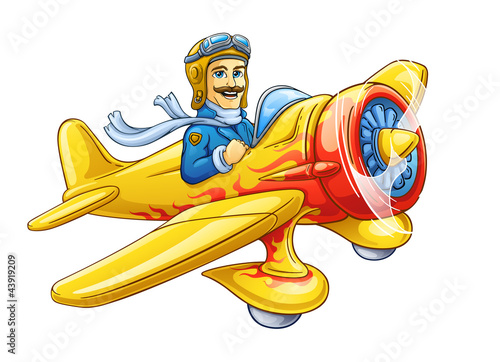 Vector: Cartoon plane with pilot Cartoon plane with pilot
