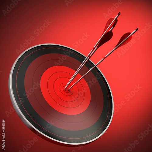 Illustration: bull's eye, red target and arrows. Strategy bull's eye, red target and arrows. Strategy